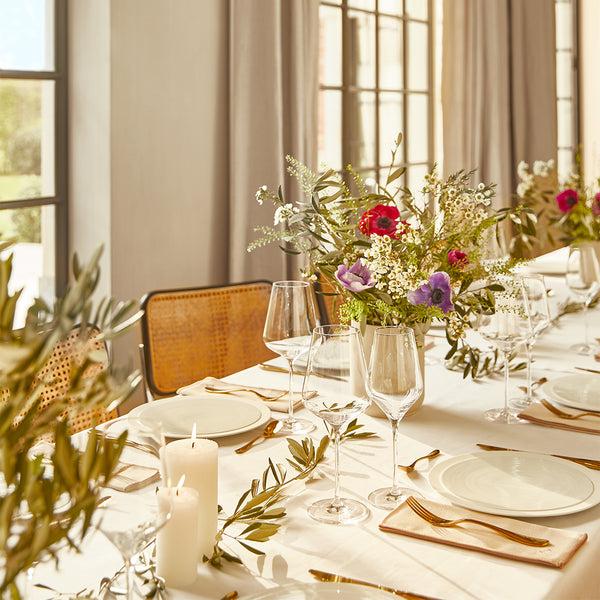 Guy Degrenne NUANCES COTON & LIN BLANC Nappe Carrée 180 X 180 Cm