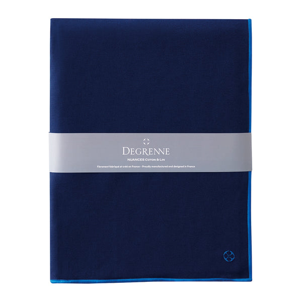 guy degrenne NUANCES COTON & LIN BLEU NUIT Nappe rectangulaire 180 x 250 cm