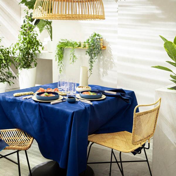 Guy Degrenne NUANCES COTON & LIN BLEU ROY Nappe Rectangulaire 180 X 250 Cm