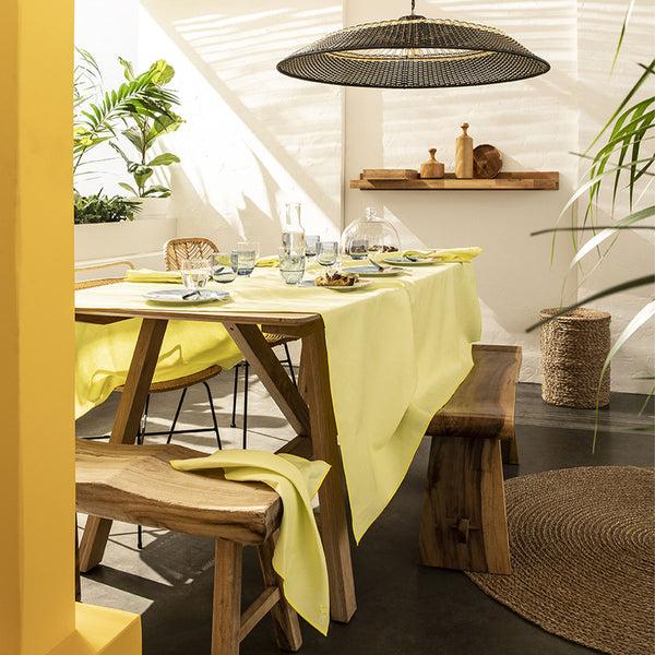 Guy Degrenne NUANCES COTON & LIN JAUNE PALE Nappe Carrée 180 X 180 Cm