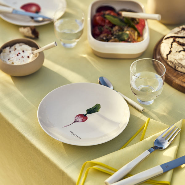 Guy Degrenne NUANCES COTON & LIN JAUNE PALE Nappe Carrée 180 X 180 Cm