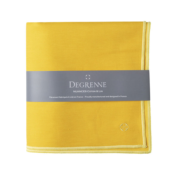 guy degrenne NUANCES COTON & LIN JAUNE TOURNESOL Nappe carrée 180 x 180 cm