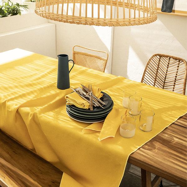 Guy Degrenne NUANCES COTON & LIN JAUNE TOURNESOL Nappe Rectangulaire 180 X 250 Cm