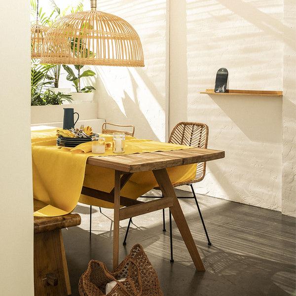 Guy Degrenne NUANCES COTON & LIN JAUNE TOURNESOL Nappe Rectangulaire 180 X 250 Cm