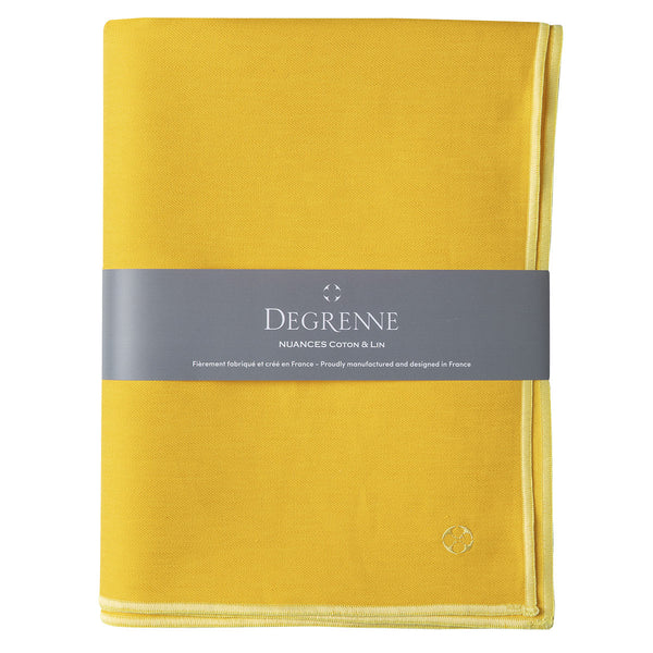 guy degrenne NUANCES COTON & LIN JAUNE TOURNESOL Nappe rectangulaire 180 x 250 cm