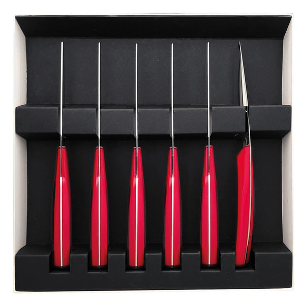 Guy Degrenne QUARTZ MIROIR ROUGE Coffret 6 Couteaux à Steak