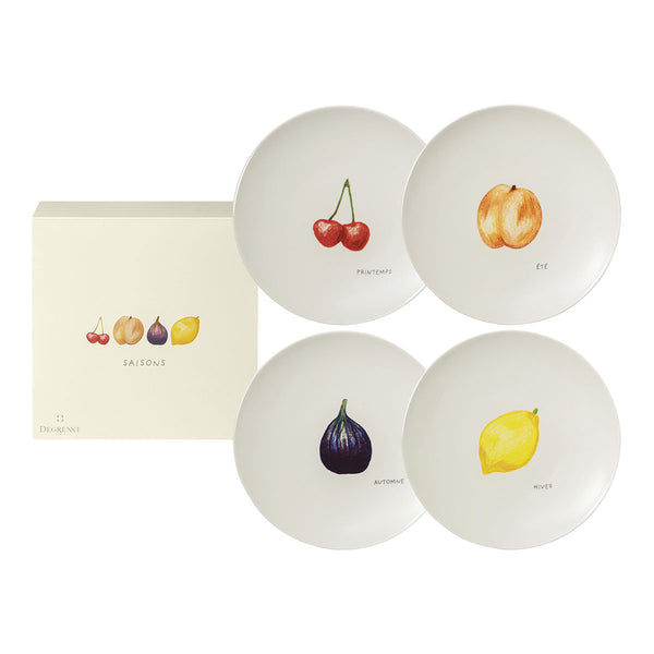 guy degrenne SAISONS Coffret 4 assiettes 19 cm fruits