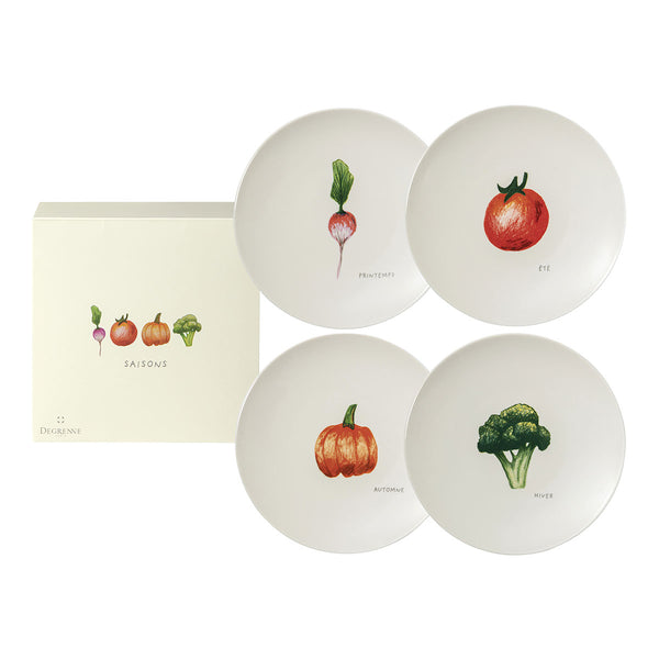 guy degrenne SAISONS Coffret 4 assiettes 19 cm légumes