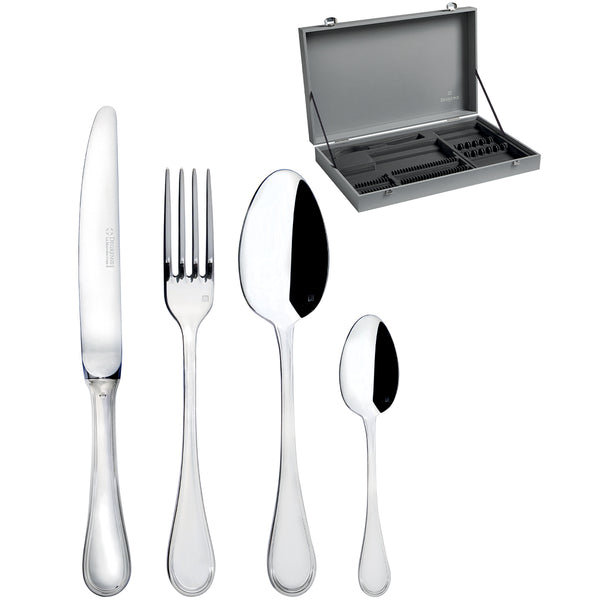 guy degrenne VIVALDI ARGENTE QUALITE HOTELIERE Colis écrin 50 pièces manche orfèvre lame unie