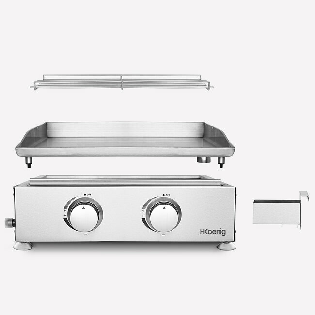h.koenig Plancha au gaz 2 brûleurs