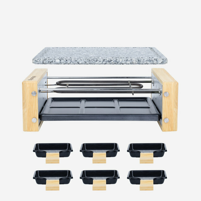 H.koenig Raclette Et Pierre à Cuire 6 Personnes Design Bois