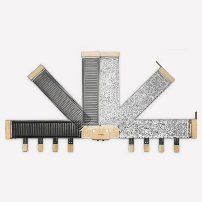 h.koenig Raclette pierre à cuire et grill 8 personnes design bois