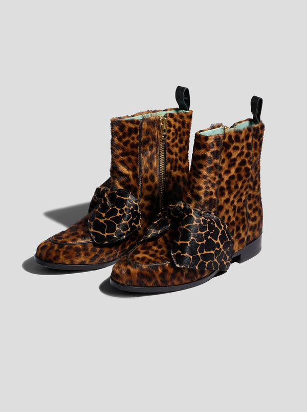 Heimstone Bottines BB En Cuir Imprimé Léopard Et Girafe