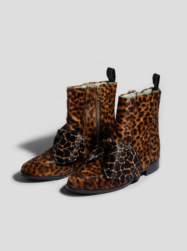 heimstone Bottines BB en cuir imprimé léopard et girafe
