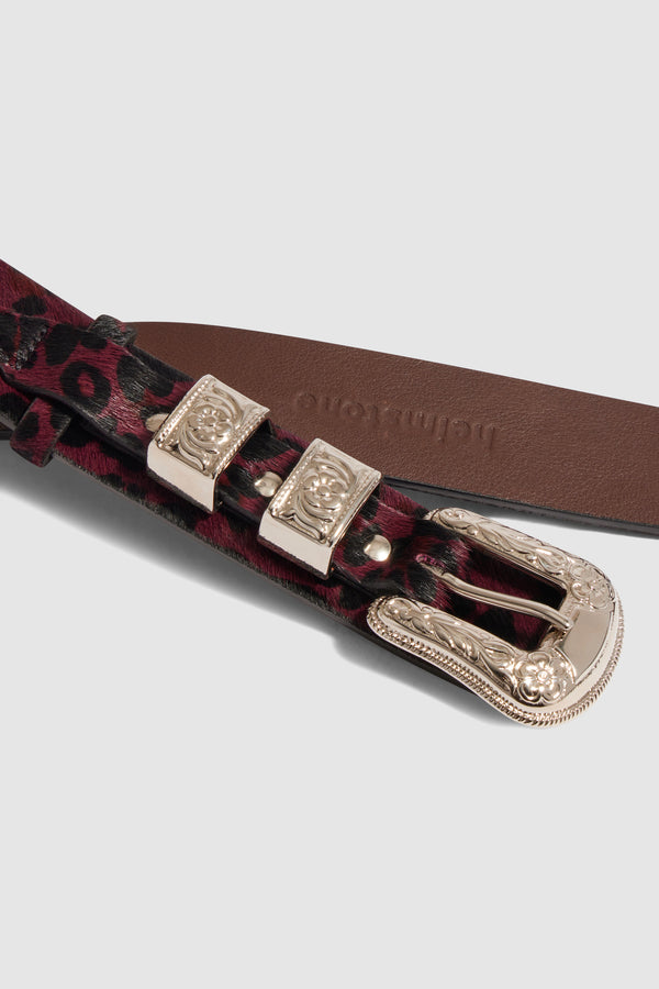 Heimstone Ceinture Texane En Cuir Imprimé Léopard Bordeaux