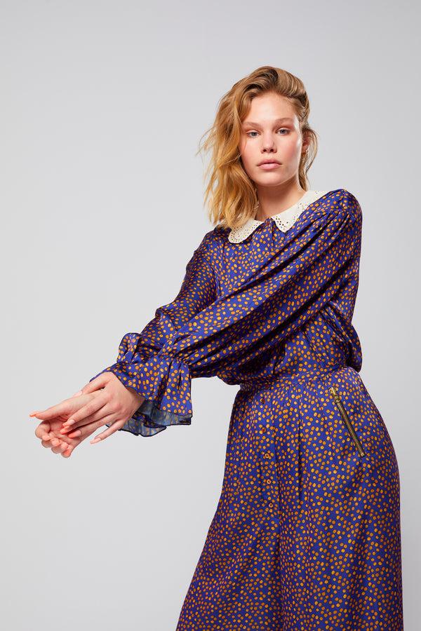 Heimstone Chemise Trigalière En Imprimé Messy Dots Bleu Marine