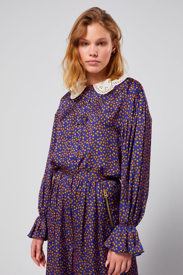 Heimstone Chemise Trigalière En Imprimé Messy Dots Bleu Marine