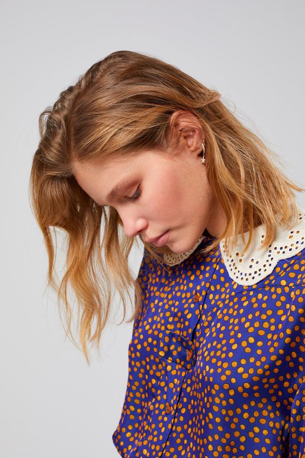 heimstone Chemise Trigalière en imprimé Messy Dots bleu marine