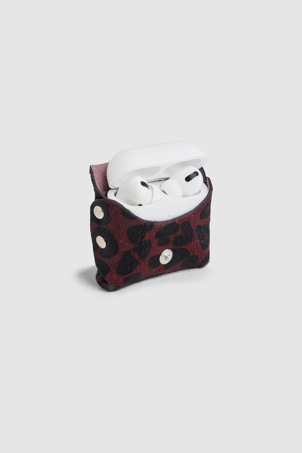 Heimstone Etui Airpods Pro En Cuir Imprimé Léoaprd Bordeaux