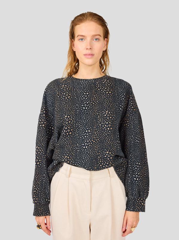 Heimstone Harlem Jumper En Molleton Imprimé Léopard Noir