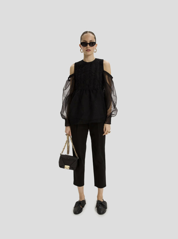 heimstone Blouse blanca en tulles faux plis