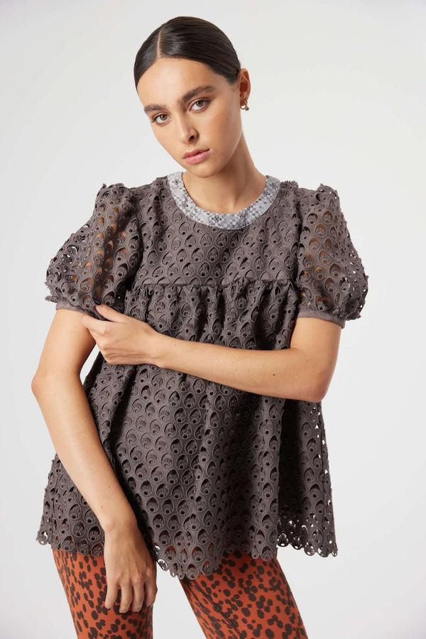 heimstone Blouse Gaya en dentelle Charbon