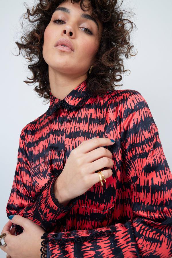 heimstone Chemise Dori en imprimé Pigment grenade