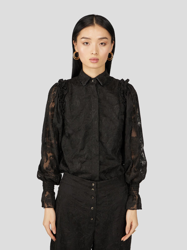 Heimstone Chemise Imogen En Voile Brodé Onyx