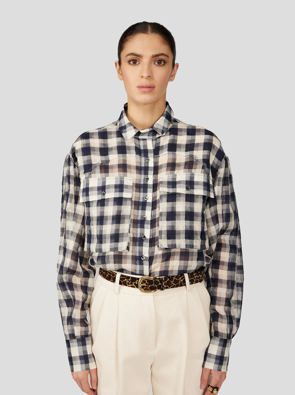 Heimstone ELWOOD SHIRT IN OVERSIZED BLACK VICHY