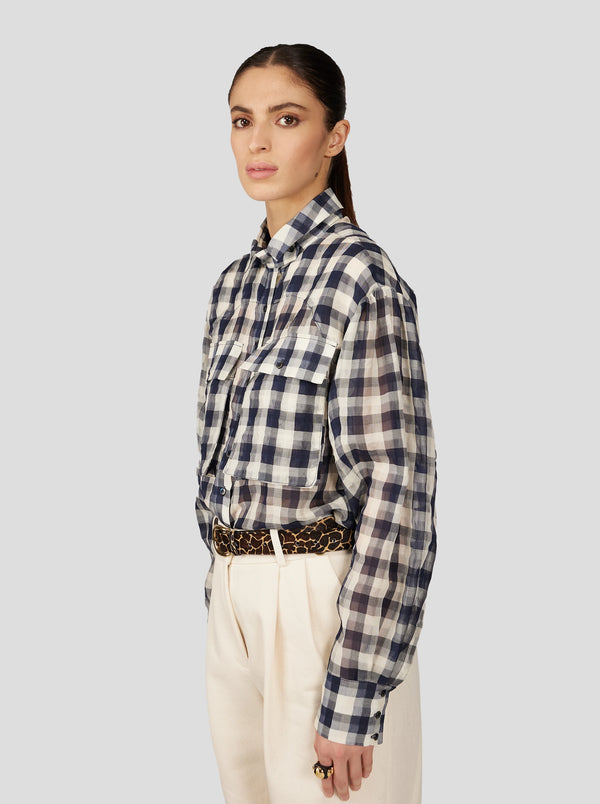 Heimstone ELWOOD SHIRT IN OVERSIZED BLACK VICHY