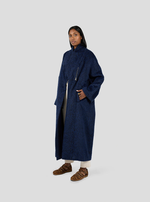 heimstone Manteau Eren en lainage léopard bleu