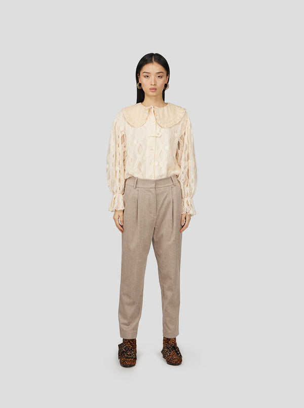 heimstone Pantalon Gabriel en flanelle taupe glacé