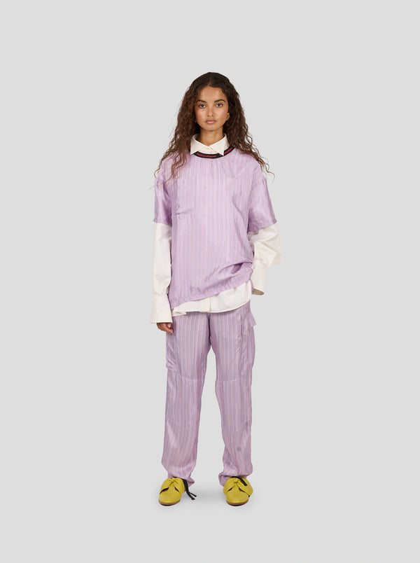 heimstone Pantalon Santino en Voile Rayé Brume