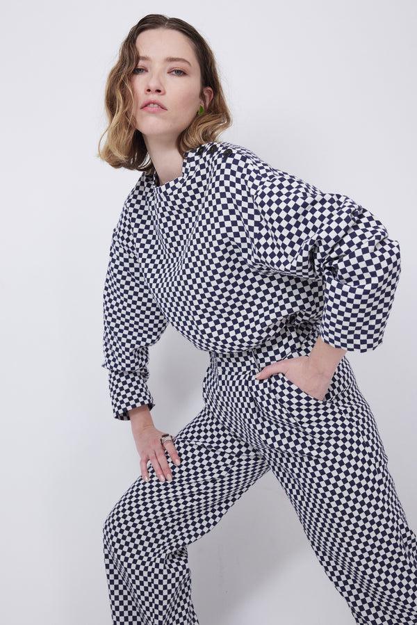 heimstone Pull Bobbi en jacquard damier