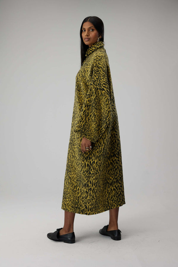 Heimstone Robe Milo En Lainage Léopard Jaune
