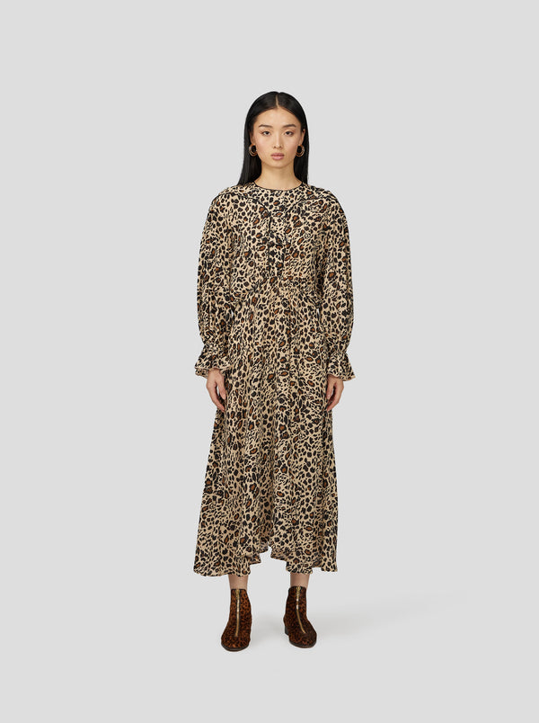 Heimstone ROBE PILI EN IMPRIMÉ LEOPARD SOYEUX