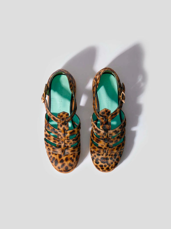 heimstone Sandales Ricky en cuir imprimé léopard