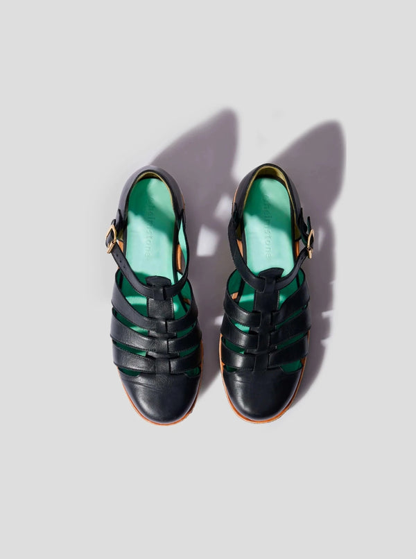 heimstone Sandales Ricky en Cuir Noir