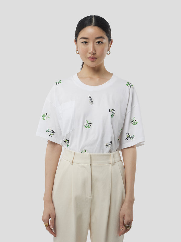 Heimstone T-SHIRT ATLAS BRODÉ EN COTON BLANC