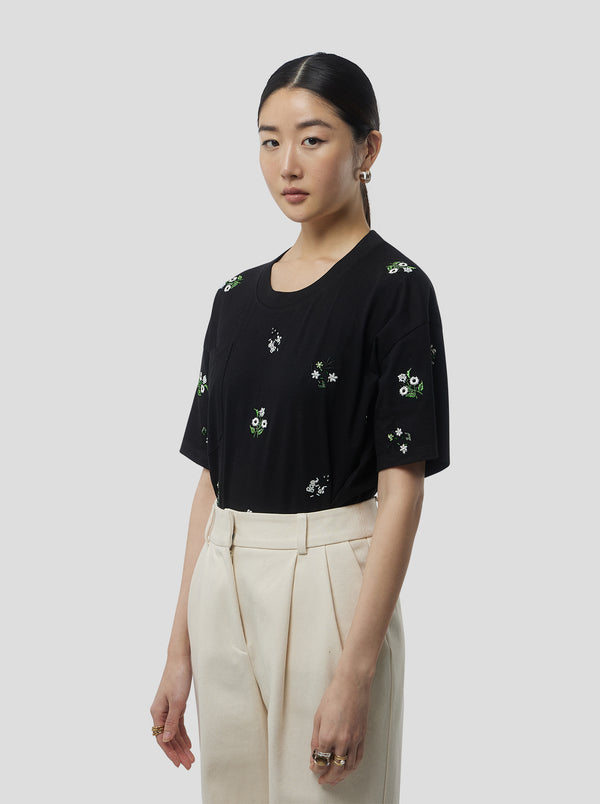 Heimstone T-SHIRT ATLAS BRODÉ EN COTON NOIR