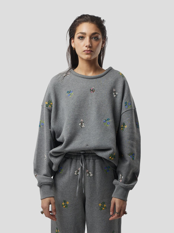 Heimstone JUMPER HARLEM EN MOLLETON GRIS BRODÉ PERLÉ