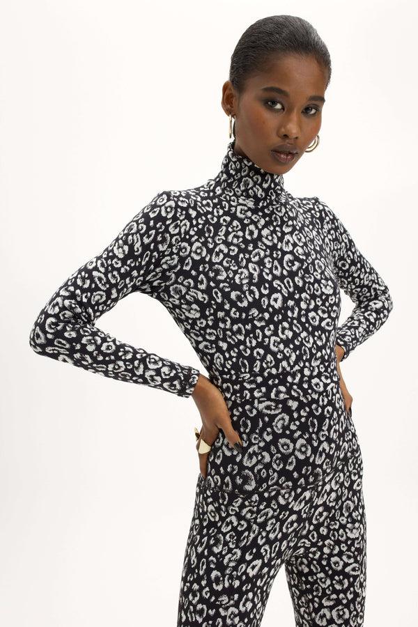 Heimstone Legging Glue En Jersey Léopard Noir Et Blanc