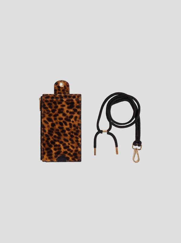 Heimstone Les Minis - Large Portefeuille à Cordon En Cuir Imprimé Léopard Gris