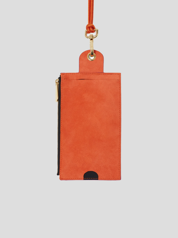 heimstone Les Minis - Large Portefeuille à cordon en daim orange & violet