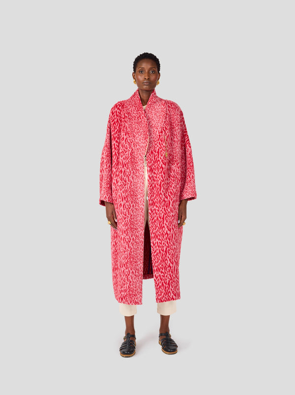 Heimstone Manteau Eren En Lainage Léopard Rouge Opéra