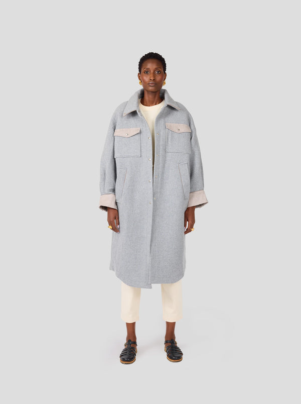 Heimstone Manteau Marines En Lainage Et Cachemire Plomb
