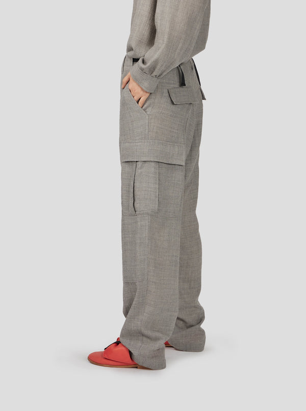 Heimstone Pantalon Cargo Santino En Drap De Laine Cendre