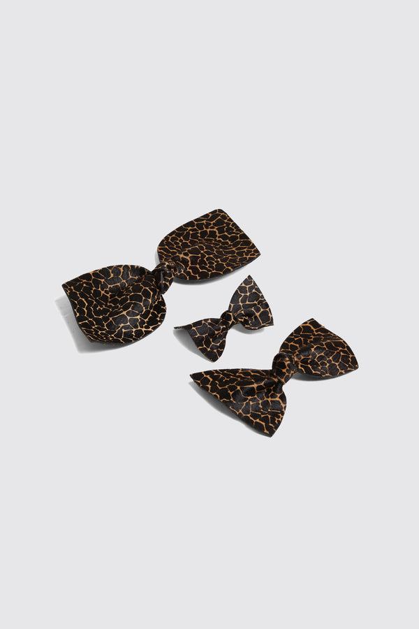 Heimstone Petite Barrette Noeud En Cuir Imprimé Girafe