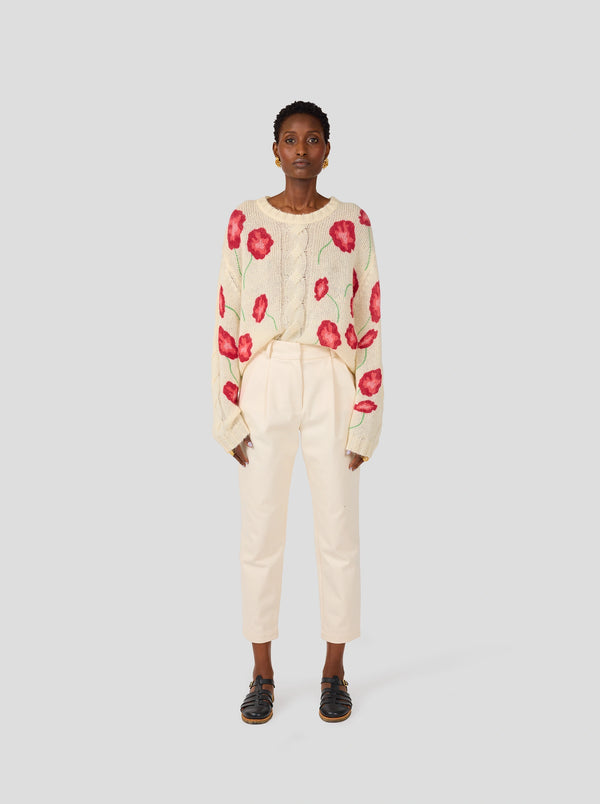 heimstone Pull Ellis en maille imprimé Coquelicot blanc