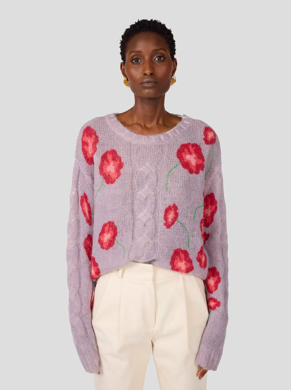 Heimstone Pull Ellis En Maille Imprimé Coquelicot Lilas